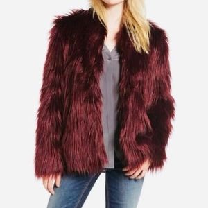 CHELSE28 Faux Fur Maroon Burgundy coat jacket